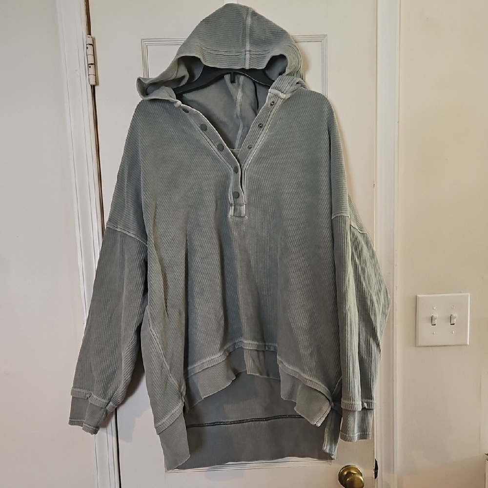 Aerie Oversized Women's Sage Gray Hooded Sweatshirt - Size XL